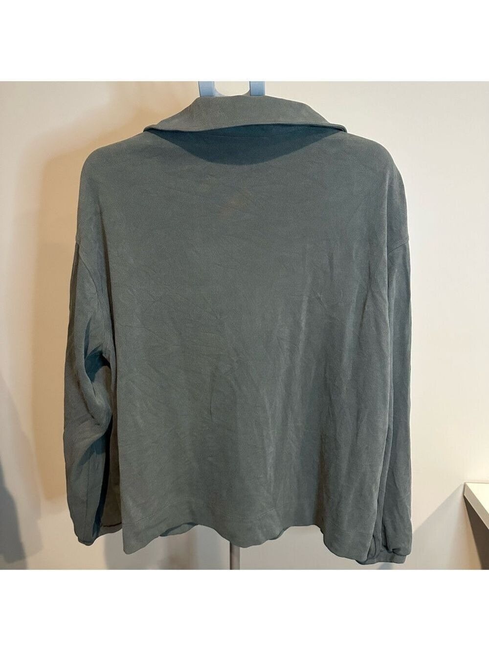 Lululemon Softstreme Pique Oversized Long Sleeve Polo Shirt Palm Deco Green L - Picture 4 of 11